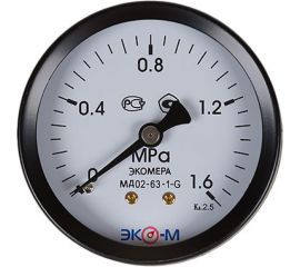 Манометр ЭКО-М Экомера МД02-63 мм 0..1,6МПа G1\4 Осевой МД02-63-G-1,6МПа-ОИ 