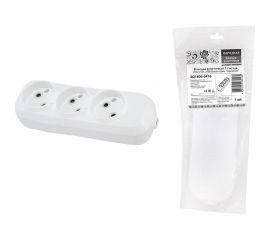 Розеточная колодка TDM 3 гнезда 2П б/з 10А 250В белая серии Народная SQ1806-0416 