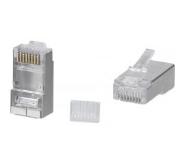 Экранированный коннектор RJ-45 под витую пару Cabeus категория 6/7, для многожильного кабеля, для проводников с толщиной по изоляции до 1,05 мм, 100 шт 8P8C-SH-C6-TWP 