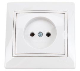 Розетка Lezard MIRA без заземления, ПБТ, белый, с белой вставкой 701-0202-121B 