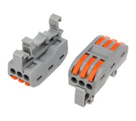 Проходная клемма REXANT СМК 222-423D 3-полюсная, с креплением на DIN-рейку 0,08-4 мм2 5шт 07-5238-05 