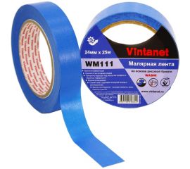 Малярная лента на основе рисовой бумаги Washi для четкого края VINTANET WM111, синяя, 24 мм х 25 м WM1112425 
