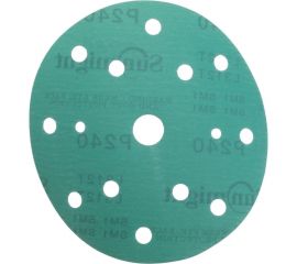 Круг шлифовальный FILM L312TV (100 шт; 150 мм; на липучке; 15 отв; зелёный; P240) SUNMIGHT 53012 