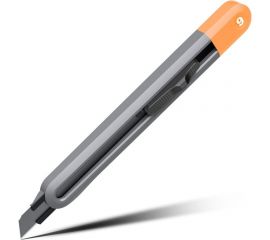 Технический нож DELI home series gray ht4009c сегментированное черное лезвие 9 мм, эксклюзивный дизайн, soft touch 112887 