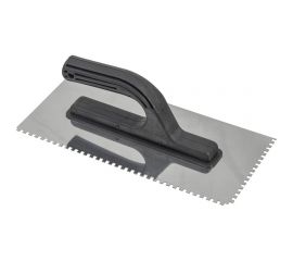 Зубчатая гладилка КЭС 4x4 мм, нержавеющая сталь, пластиковая рукоятка, 130x270 мм 10100002 