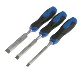 Набор стамесок-долот ТУНДРА, металлический затыльник, 2К рукоятка, 8-12-18 мм 5224301 