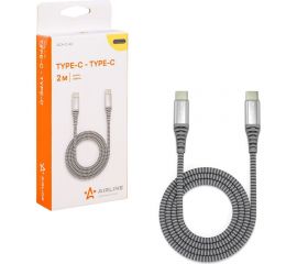 Кабель AIRLINE Type-C - Type-C поддержка PD 2м, серый нейлоновый ACH-C-42 