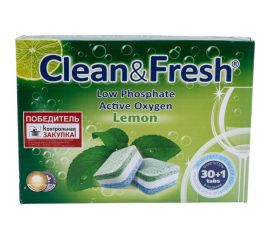 Таблетки для посудомоечных машин CLEANANDFRESH all in 1, 30 таблеток+очиститель 1 шт Cd1330 