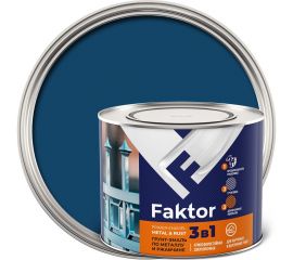 Грунт-эмаль ЯРОСЛАВСКИЕ КРАСКИ FAKTOR на ржавчину 3 в 1, синяя, банка 1.9 кг 215144 