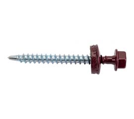 Саморезы Зубр для крепления кровельных материалов к деревянной обрешетке, цвет RAL 3005 темно-красный, оцинкованный, 4,8x50мм, 250шт 4-300315-48-050-3005 