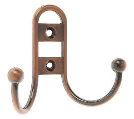 Мебельный крючок ТУНДРА KM203AC, двухрожковый, цвет медь 1866189 