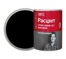 Грунт-эмаль Расцвет быстросохнущая, матовая, черная, 0.9 кг 82708 
