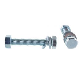 Болт с шестигранной головкой в комплекте с гайкой, шайбой, шайбой пружинной, ЗУБР, МАСТЕР, 303436-08-050 