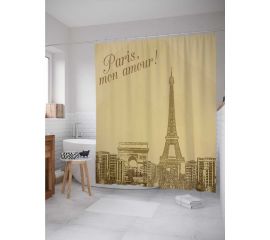 Штора (занавеска) для ванной JoyArty ""Париж моя любовь"" из сатена, 180х200 см с крючками, sc_15473 