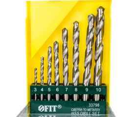 Набор сверл по металлу HSS полированных 3-4-5-6-7-8-9-10 мм 8 шт. FIT IT 33798 