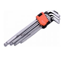 Набор имбусовых ключей HARDEN HEX, с шарообразной головкой, 23 см, CRV, 9 шт. 540609 