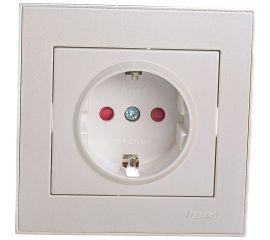 Розетка LEZARD RAIN с защитой от детей керамика жемчужно-белый металлик 703-3030-124 