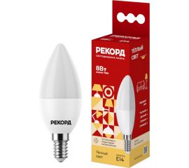 Светодиодная лампа РЕКОРД LED B37-U 8W Е14 3000К 25038 