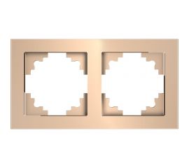 Горизонтальная 2-местная рамка STEKKER серия Катрин, стеклянная, GFR00-7002-02, шампань 39528 