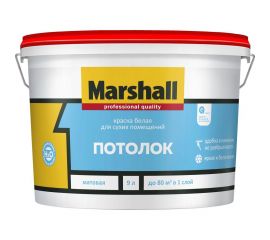 Краска для потолков MARSHALL ПОТОЛОК, белая, матовая, 9 л 5261404 