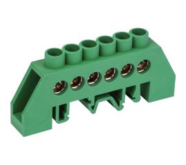 Шина PE земля в комбинированном зеленом изоляторе на DIN-рейку REXANT 6x9 мм 6 групп 11-2306 