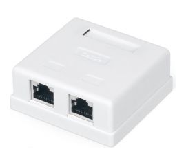Двойная экранированная компьютерная розетка WRline WR-WS-8P8C-C5E-SH-2 RJ-45, категория 5e внешняя, Dual IDC, цвет белый 505218 