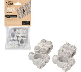 Клеммы АКБ StartVOLT в комплекте латунь, две прижимные планки для проводов до 50мм кв. SBT 027 