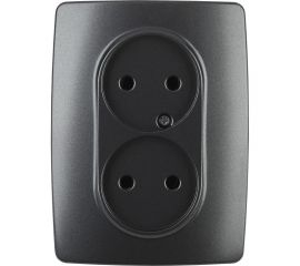 Розетка ЭРА 12-2107-05 2X2P, 16A-250В, IP20, 12, антрацит Б0031242 
