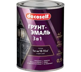 Грунт-эмаль 3 в 1 Пуфас черная глянц. Decoself 0,9кг тов-200096 