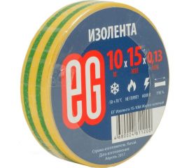 Изолента EG ЕГ 15-10 м желто-зеленый 