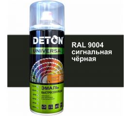 Эмаль DETON акриловая, быстросохнущая, сигнальный черный, RAL 9004, аэрозоль 520 мл DTN-A07260 