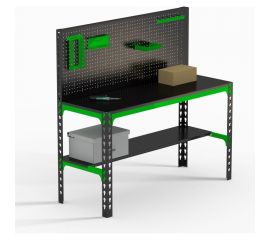 Металлический стол Metalex 750x1200x500 + перфопанель с комплектом аксессуаров MMPRIA751250 