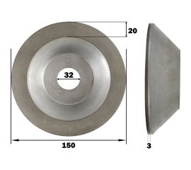 Круг алмазный шлифовальный 12А2-45 (150х20х3х32 мм; 100/80) КристАл Лтд 34615 