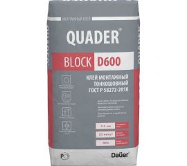 Монтажный тонкошовный клей для ячеистых блоков Dauer quader block d600 40 кг 31775 