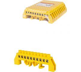 Шина PE земля TDM в желтом изоляторе на DIN-рейку 8x12мм 10 групп SQ0801-0216 