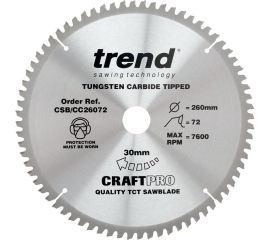 Пильный диск 260 мм 72 зуба TREND CSB/CC26072 