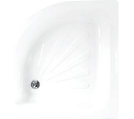 Стальной поддон Loranto полукруглый 80x80x15 толщина стенок 0,9 мм, отверстие для слива 5 см 77022 