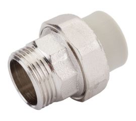 Муфта комбинированная RTP разъемная, американка, наружная резьба, D20х3/4 мм, серая 15807 