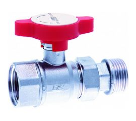 Шаровой кран FARс американкой, хром, 1"", красная ручка FS 3052 1R 