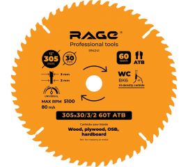 Диск пильный Universal 305 мм (12”), Z60, посадка 30 мм rage by VIRA 594241 