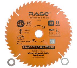 Диск пильный Universal 254 мм (10”), Z48, посадка 30+25.4/20/16 мм rage by VIRA 594238 