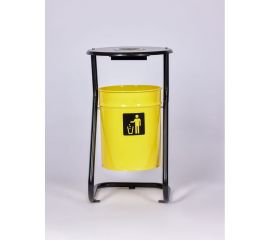 Урна уличная металлическая ПРОФМЕТСТИЛЬ желтая с пепельницей с креплением в асфальт 654 