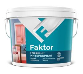 Акриловая краска ЯРОСЛАВСКИЕ КРАСКИ FAKTOR для интерьеров белая, ведро 6 кг О05356 