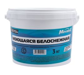 Водоэмульсионная краска Movatex Stroyka моющаяся, белоснежная, 3 кг Т31718 