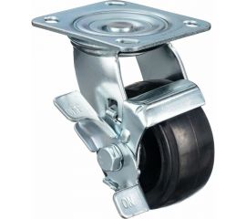 Колесо поворотное с боковым тормозом (100 мм; игольчатый подшипник; грузоподъемность 120 кг; чугун; резина) СТЕЛЛА-ТЕХНИК N29100B1 