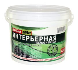 Водоэмульсионная краска Movatex Elite интерьерная, 4,5 кг Т11895 