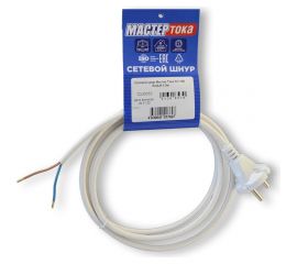 Сетевой шнур Мастер Тока ПВСбм 2x0,75, белый 10А, без заземления, 1,5м, вк СШ0032 