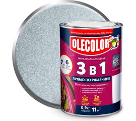 Грунт-эмаль по ржавчине OLECOLOR серебро, 0.9 кг 4300008967 