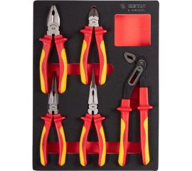 Набор диэлектрических пассатижей и бокорезов KING TONY ложемент, 5 предметов 9-40605GPV 