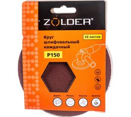 Круги шлифовальные наждачные (10 шт; 125 мм; P150) ZOLDER Z-108-150 